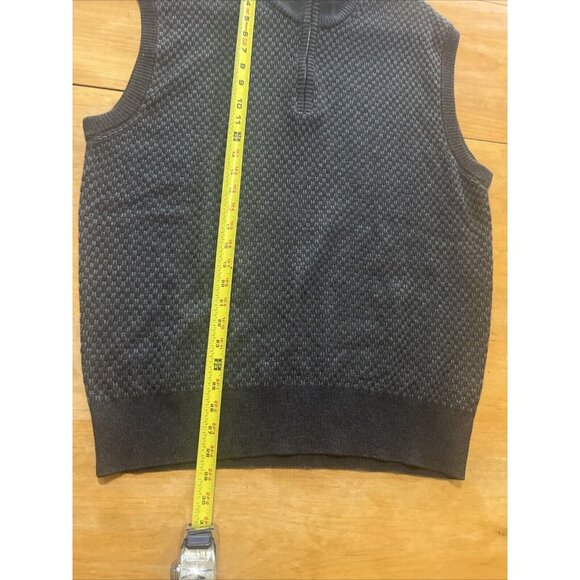 Robert Talbott Sweater Mens Large Gray Tweed 1/4 Zip Vest Sleeveless Merino Wool - Picture 6 of 9